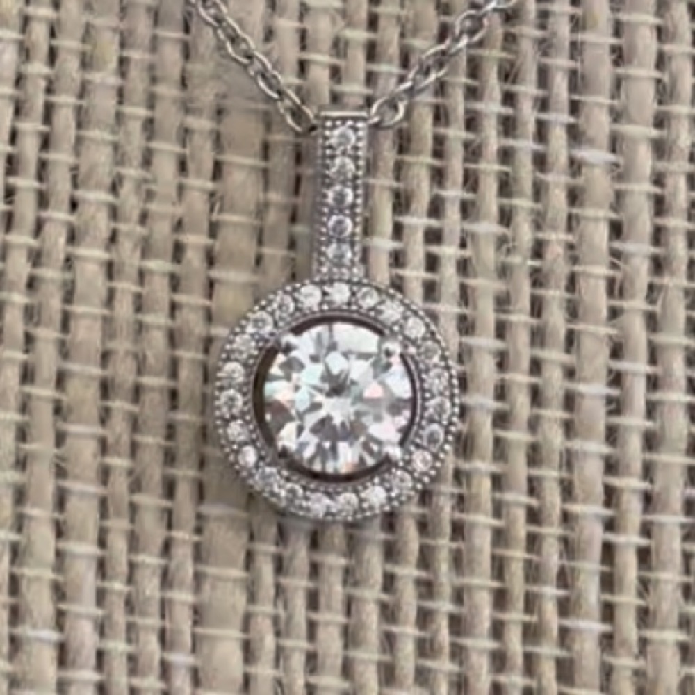 Sterling silver necklace with CZ pendant adjustable length